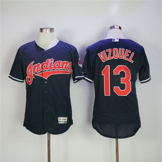 Men Cleveland Indians #13 Vizquel Blue Elite MLB Jerseys